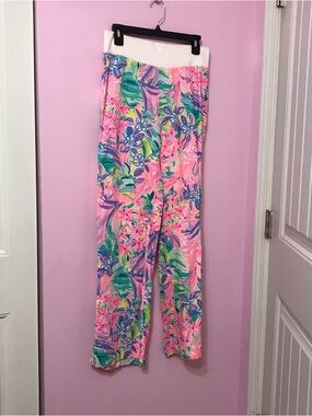 Lilly Pulitzer Beach Palazzo Linen Pants in It Was All A Dream Size Small